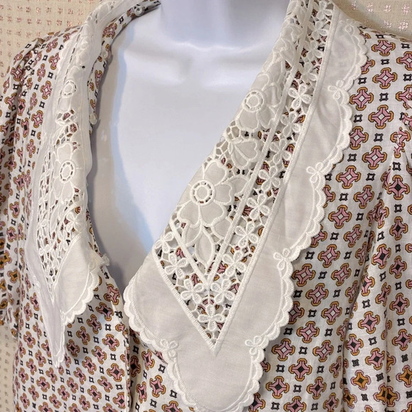 Maje Cosange Embroidered Collar Button Down Linen Shirt - Picture 3 of 13